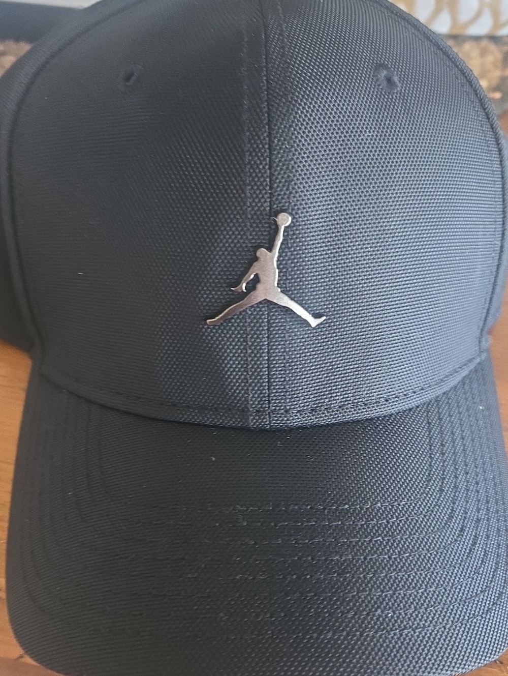 Jordan Jumpman Black Baseball Cap Hat Silver Logo Adjustable